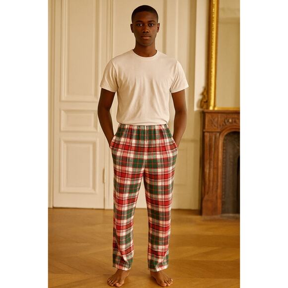 Nordstrom Men’s Flannel Plaid Red White Green Pajama Pants size 2XL XXL NWOT - Picture 1 of 6